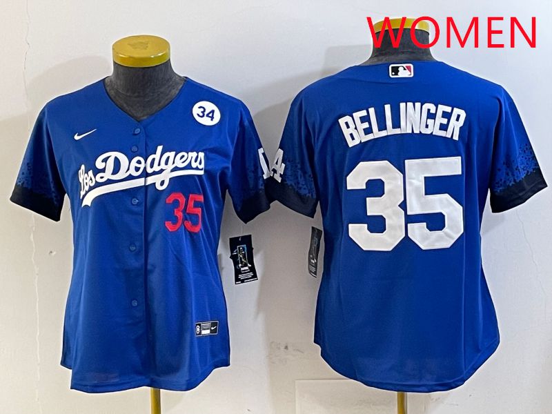 Women Los Angeles Dodgers #35 Bellinger Blue City Edition 2025 Nike MLB Jersey style 6